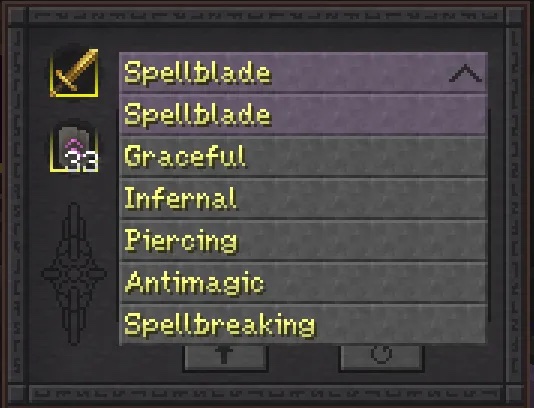 The Augmenting Table's affix list.