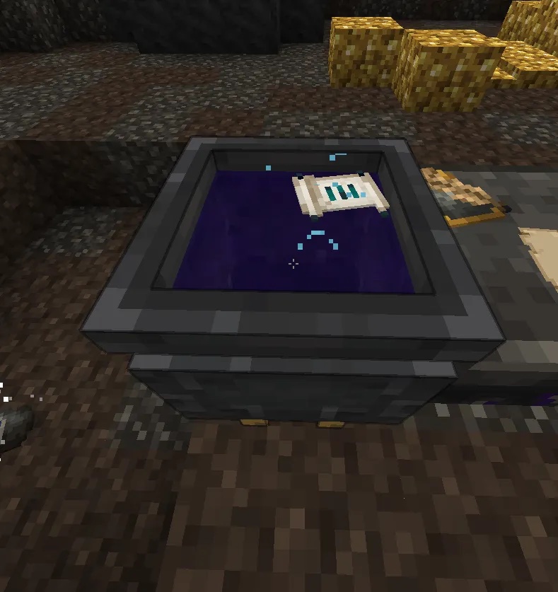 A cauldron full of water recycling a scroll for ink.