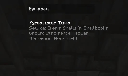 The structure tooltip for a Pyromancer Tower.