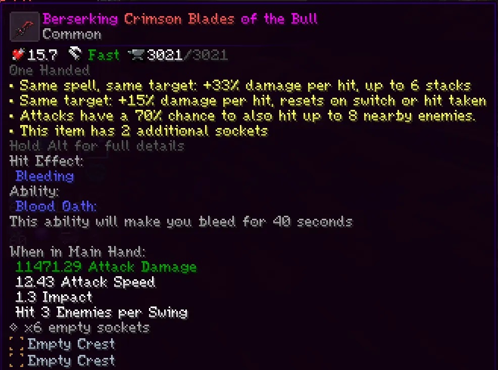 A weapon with six empty sockets.